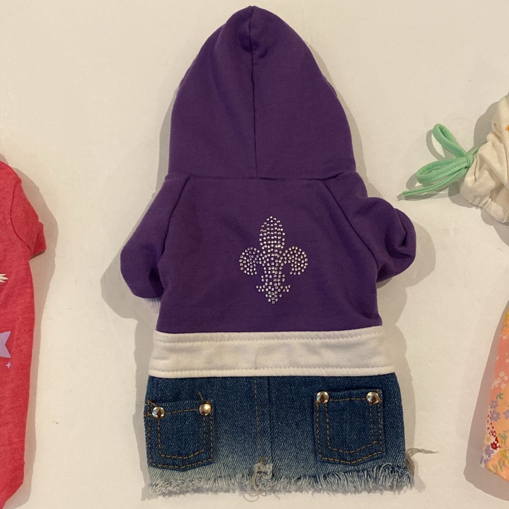 Bundle of girl dog clothes Hoodie, Jeans, diva XXS - Picture 2 of 5